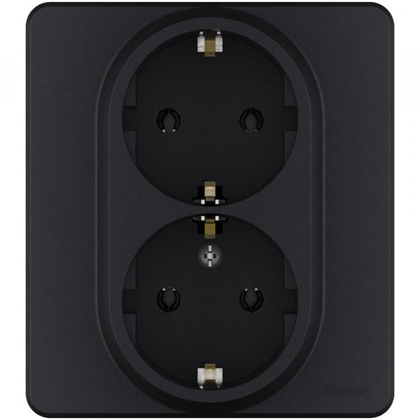 Legrand INSPIRIA Антрацит Розетка 2-местная с заземляющими контактами IP20 скрытая установка 673753