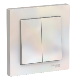 Schneider Electric AtlasDesign Жемчуг  Выключатель 2-клавишный схема 5, 10АХ, в сборе ATN000452