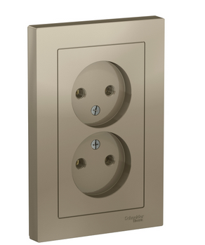 Schneider Electric AtlasDesign Шампань  Розетка 2-местная без заземляющих контактов16А, в сборе ATN000520