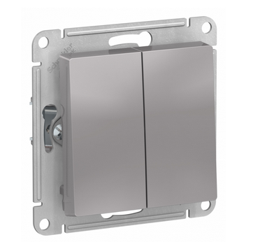 Schneider Electric AtlasDesign Алюминий  Переключатель 2-клавишный, схема 6, 10АХ, механизм ATN000365