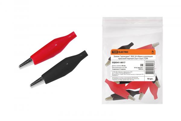 Зажим крокодил   3А 40мм ЗКИ в изоляции красный/черный (5шт+5шт) TDM