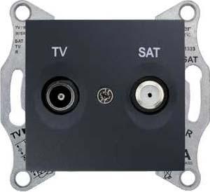Schneider Electric Sedna Графит Розетка механизм TV/SAT проходной 4dB IP20 скрытая установка SDN3401970