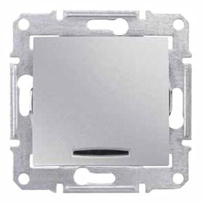 Schneider Electric Sedna Алюминий Переключатель механизм 1-клавишный с синей подсветкой 16А IP20 скрытая установка SDN1500260