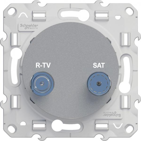 Schneider Electric ODACE Алюминий Розетка механизм R-TV/SAT оконечная S53R455