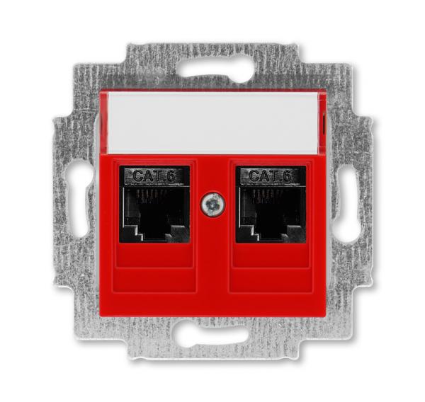 ABB  Levit  Красный Розетка компьютерная, 2хRJ45 категория 6, 2CHH296118A6065