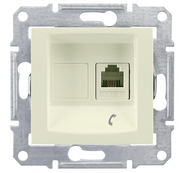 Schneider Electric Sedna  Бежевый Розетка механизм телефоная 1-местная RJ11 пружинные зажимы IP20 скрытая установка SDN4101147