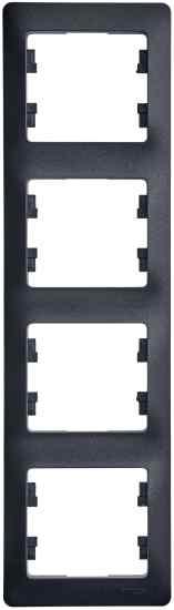 Schneider Electric Glossa Антрацит Рамка 4-местная горизонтальная IP20 скрытая установка GSL000704