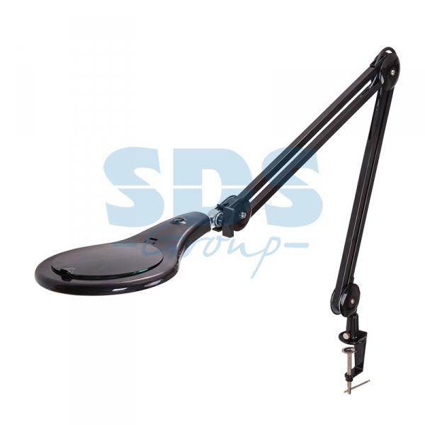 Лупа на струбцине круглая настольная 5Х с подсветкой 90 LED, черная  REXANT 31-0406