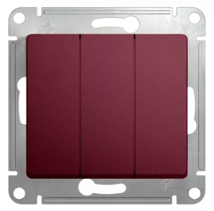 Schneider Electric Glossa Баклажановый Выключатель 3-клавишный схема3, 10AX, механизм IP20 скрытая установка GSL001131