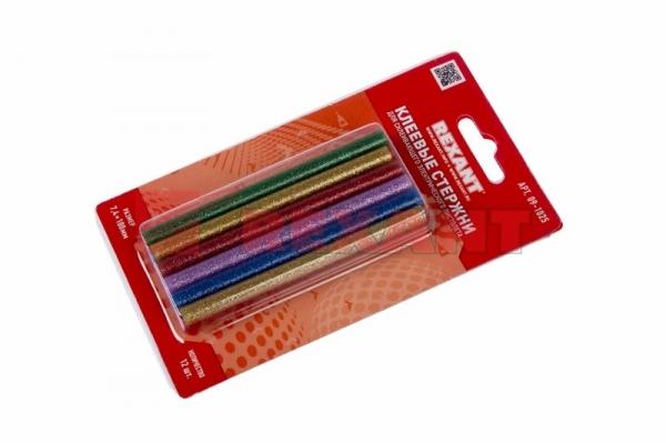 Клей малый 7/100мм  Цветной с Блестками  (12шт/уп)  Блистер  REXANT 09-1025