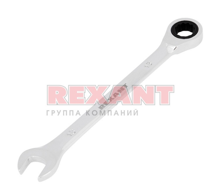Ключ комбинированный трещоточный REXANT 13 мм, CrV, зеркальный хром 12-5808-1