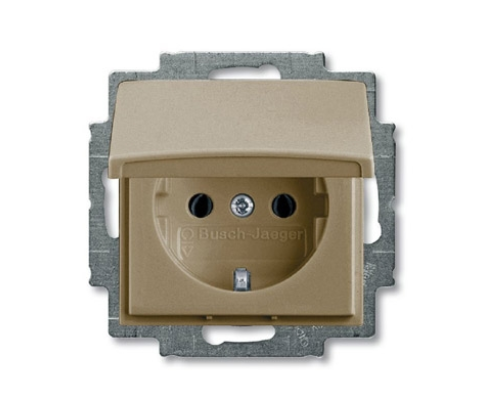 ABB Basic 55 Шампань Розетка SCHUKO 16А 250В, с крышкой