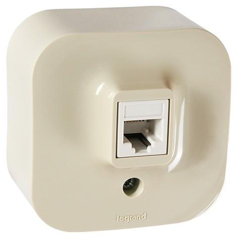 Legrand  Quteo  Слоновая Кость Розетка RJ11 открытая установка 782244