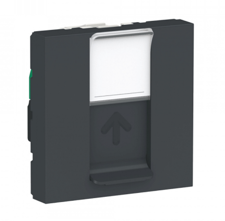Schneider Electric UNICA MODULAR Антрацит Розетка компьютерная, RJ45, одиночная, категория 5е UTP, 2 модуля NU341154