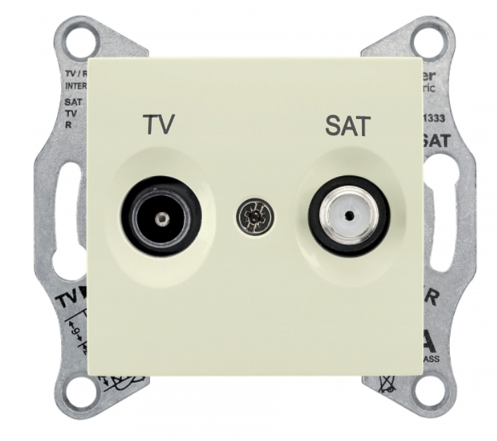 Schneider Electric Sedna  Бежевый Розетка механизм TV/SAT проходная 8dB IP20 скрытая установка SDN3401247