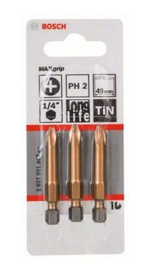 Набор бит Ph 2х49, 3штуки, MaxGrip // Bosch 2607001552