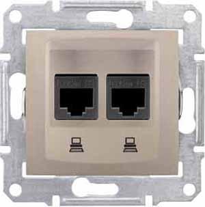 Schneider Electric Sedna Титан Розетка механизм компьютерная 2-местная RJ45 категория 5e, неэкранированная UTP с пружинными зажимами IP20 скрытая установка SDN4400168