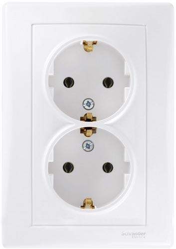 Schneider Electric Sedna  Белый Роз. 2-местная без зеземляющих контактов, без шторок, 16А, 250В IP20 скрытая установка SDN3000621