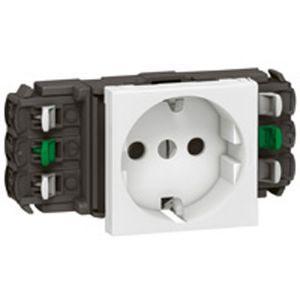 Legrand  Mosaic  Белый Розетка механизм 2К+З немецкий стандарт без зажимов 2 модуля    77401