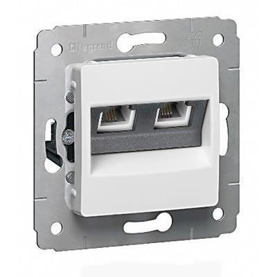 Legrand  Cariva  Белый Розетка механизм UTP 2*RJ45 категория 6 скрытая установка IP20 /773642