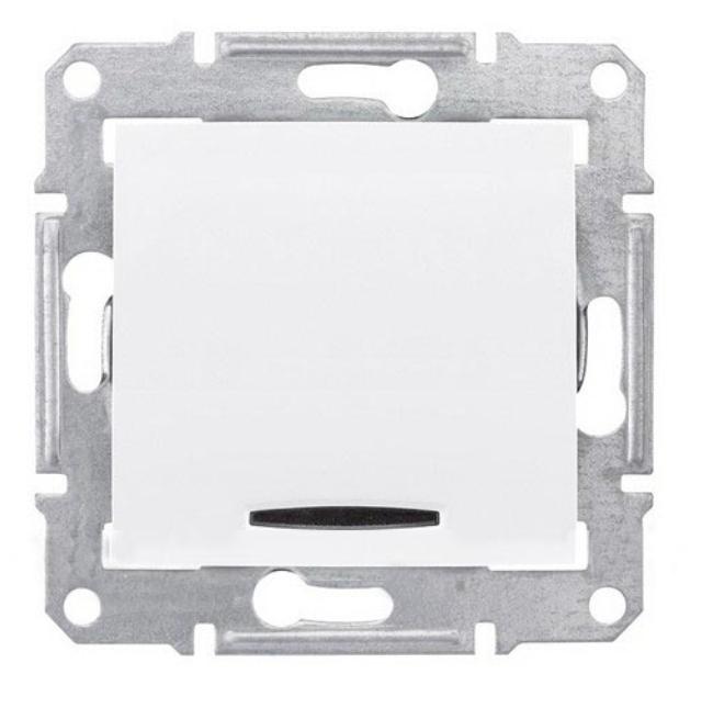 Schneider Electric Sedna  Белый Выключатель механизм кнопочный с синей подсветкой 10А IP20 скрытая установка SDN1600121