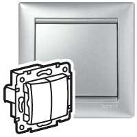 Legrand Valena  Алюминий  Выключатель механизм 2-клавишный 10А 250В  770105 индивидуальная упаковка DIY (кратно 1шт)  /694337
