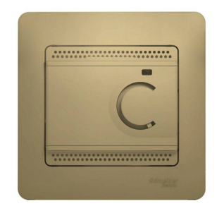Schneider Electric Glossa Титан Термостат электронный теплого пола с датчиком 10A, в сборе с рамкой IP20 скрытая установка GSL000438