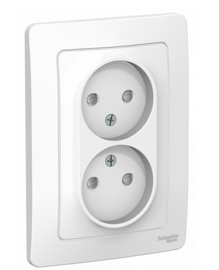 Schneider Electric  BLANCA  Белый  Розетка 2-местная без заземляющих контактов со шторками16А, 250В, IP20  скрытая установка BLNRS000121