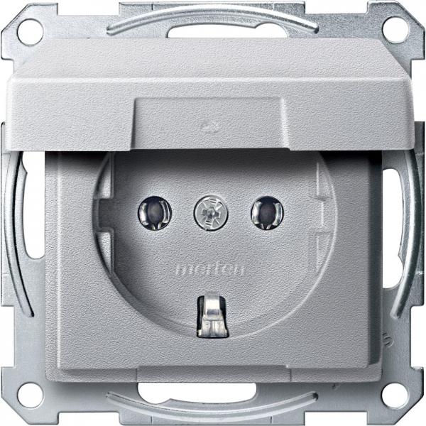 Schneider Electric Merten  Алюминий  Розетка механизм SHUKO с крышкой MTN2311-0460