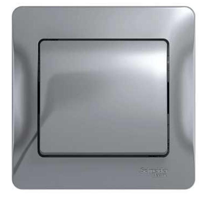 Schneider Electric Glossa Алюминий Выключатель 1-клавишный схема 1, в сборе с рамкой IP20 скрытая установка GSL000312