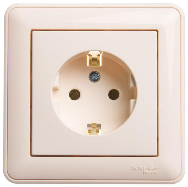 Розетка 1-м СП W59 16А IP20 с заземл. без защ. шторок сл. кость SchE RS16-154-28