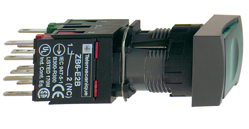 Кнопка 16 мм 12-24В зеленая с возвратом Schneider Electric XB6DW3B1B