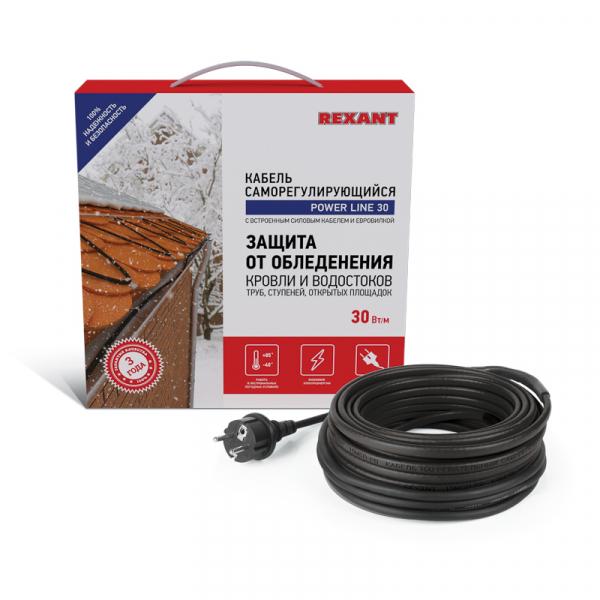 Саморегулируемый греющий кабель POWER Line 30SRL-2CR 5M (5м/150Вт) REXANT 51-0652