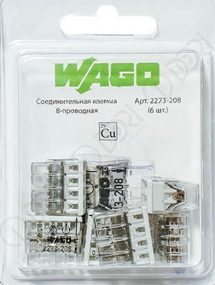 Wago 2273-208  Клемма 8-проводная соединительная для распределительных коробок (упаковка 6шт) 2569