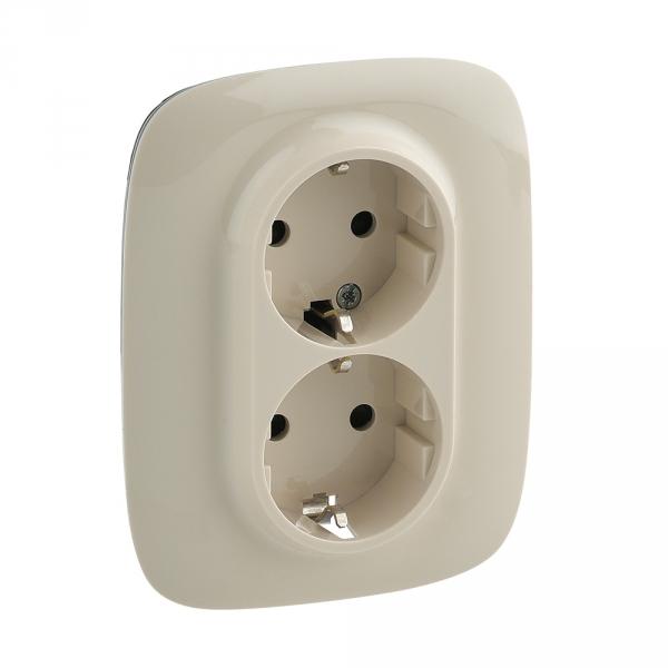 Legrand  Valena  ALLURE Слоновая Кость Розетка силовая двойная 2х2К+З 16А 250В с лицевой панелью безвинтовые зажимы 753826