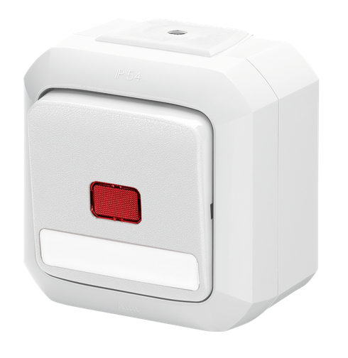 Выключатель одноклавишный ABB Variant+ IP54 двухполюсный с контрольной подсветкой белый и полем для надписи