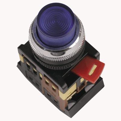 Арматура светосигнальная IEK ABLFP-22 (синяя) неон кнопка 1з+1р 230В