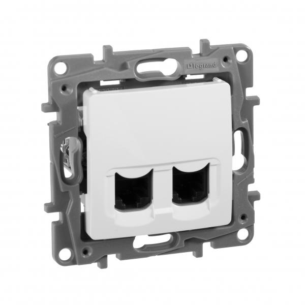 Legrand  Etika  Белый Розетка механизм компьютерная 2ХRJ45 категория  5е UTP 672255