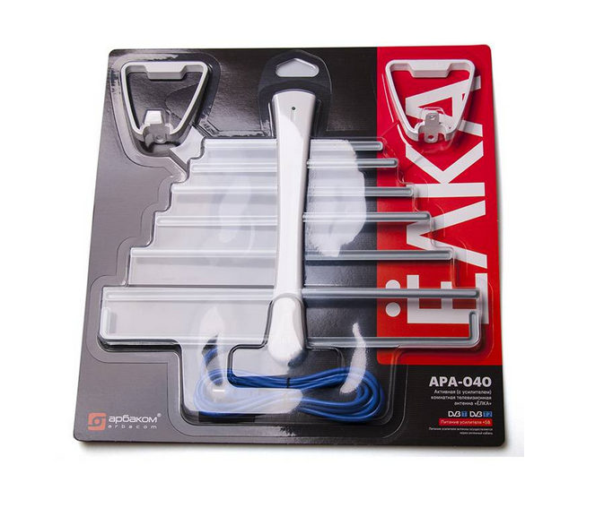 Антенна комнатная ТВ МВ-ДМВ 040  активная логопериод. Елка