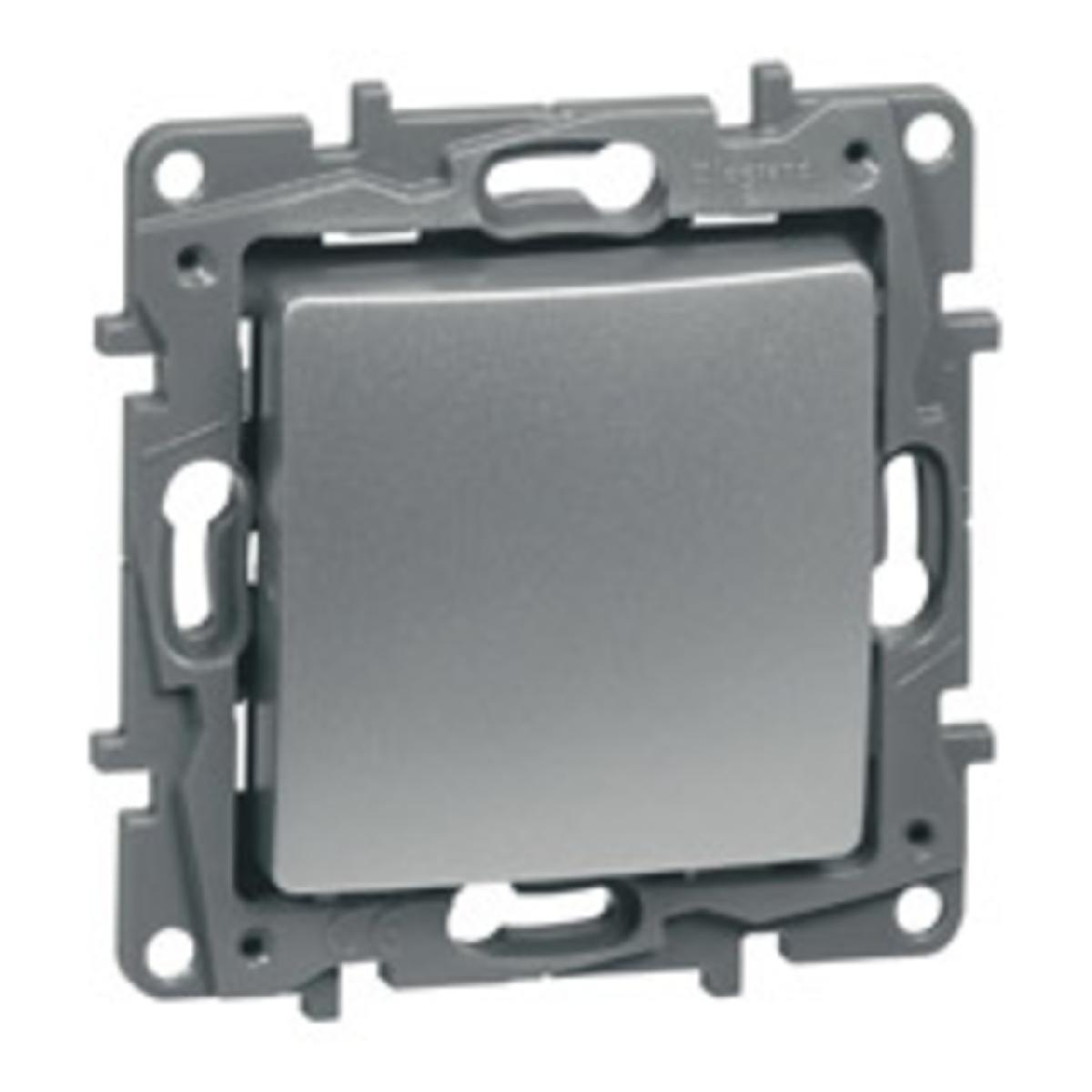 Legrand  Etika  Алюминий Выключатель механизм 1-клавишный 10AX 250В, автоматические зажимы 672401