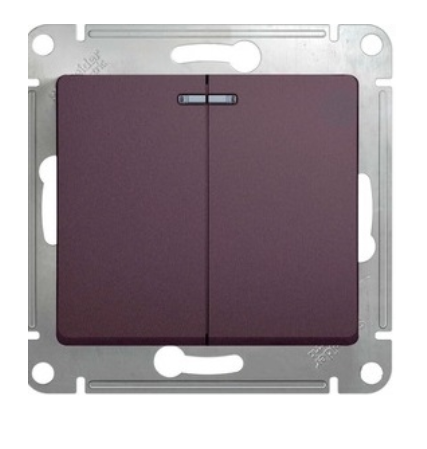 Schneider Electric Glossa Сиреневый Туман Выключатель 2-клавишный с подсветкой, схема 5а, 10AX, механизм IP20 скрытая установка GSL001453