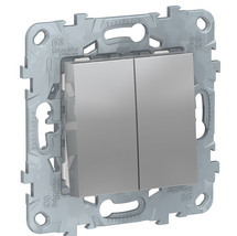Schneider Electric Unica NEW Алюминий Выключатель 2-клавишный, схема 5, NU521130