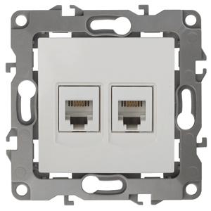 ЭРА  Эра12  Белый   Розетка телефонная 2-местная 2XRJ11, 12-3106-01