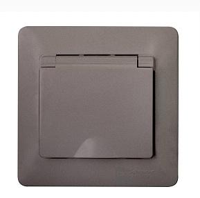 Schneider Electric Glossa Платина Розетка с заземляющими контактами со шторками с крышкой IP20, 16А, 250В, в сборе IP20 скрытая установка GSL001246