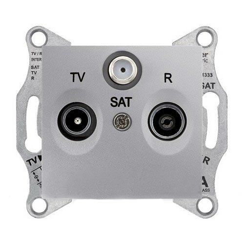 Schneider Electric Sedna Алюминий Розетка механизм TV/R/SAT проходной 8dB IP20 скрытая установка SDN3501260