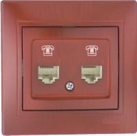 Lezard  Mira  Вишня Розетка телефонная 2-местная евро. скрытая установка Fixline 701-0601-138