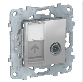 Schneider Electric Unica NEW Алюминий Розетка TV 1-местная + компьютерная RJ45 категория 6 UTP, NU547030