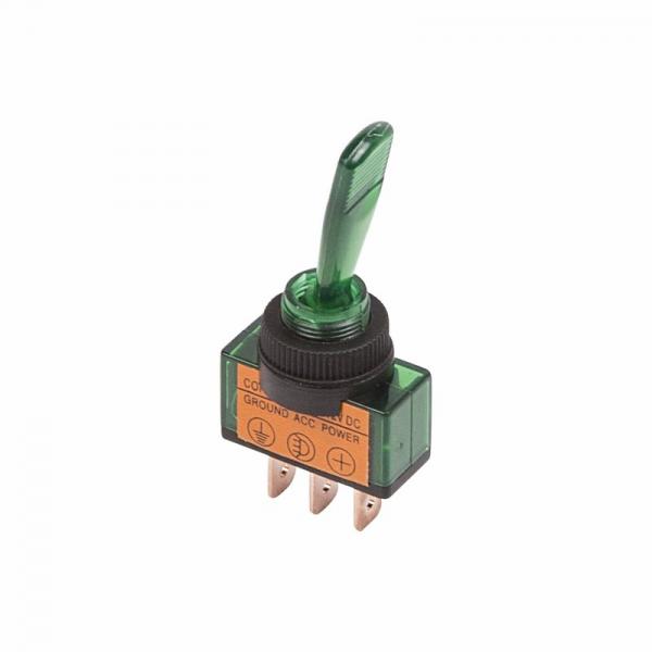 Тумблер 12V 20А (3c) ON-OFF однополюсный  с зеленой подсветкой  (ASW-13D)  REXANT 36-4373