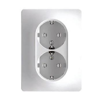 Schneider Electric Glossa  Белый Розетка 2-местная с заземляющими контактами со шторками в сборе с рамкой IP20 скрытая установка GSL000126