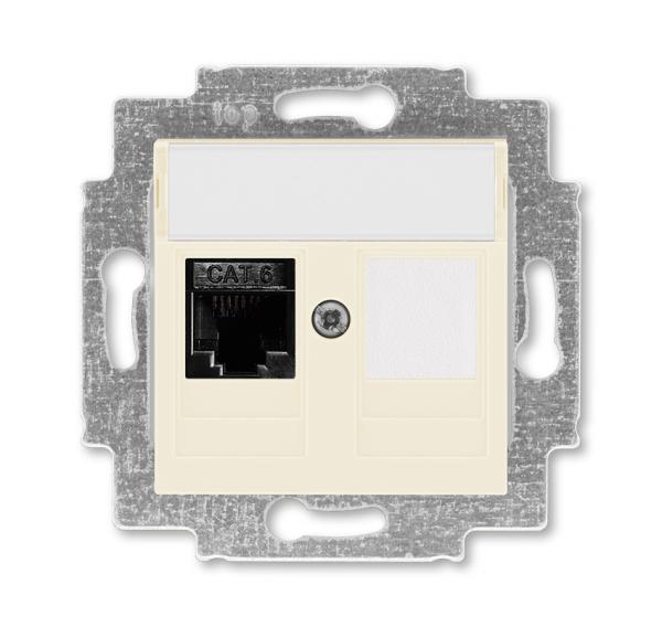 ABB  Levit  Слон. Кость Розетка компьютерная RJ45 категория 6+заглушка, 2CHH296117A6017